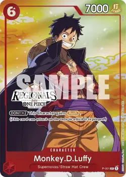 Bandai One Piece Card Game Regionals 2024 Monkey D Luffy P-001 Promo Foil - Image 1