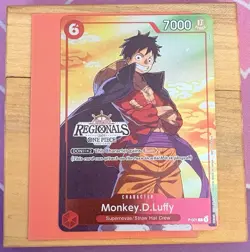 Bandai One Piece Card Game Regionals 2024 Monkey D Luffy P-001 Promo Foil - Image 2