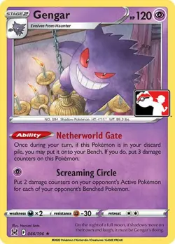 Lightly Played Gengar - 066/196 - Rare Pokemon Prize Pack Series Cards - Image 1