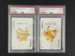 2000 Pokemon Pikachu Poker Playing Cards Joker Gold 025A & Silver 025B PSA 8 - Image 1