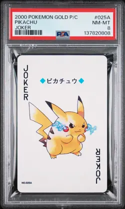 2000 Pokemon Pikachu Poker Playing Cards Joker Gold 025A & Silver 025B PSA 8 - Image 3