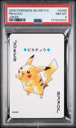 2000 Pokemon Pikachu Poker Playing Cards Joker Gold 025A & Silver 025B PSA 8 - Image 5