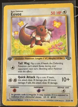 Pokemon Jungle TCG Eevee Vintage Card 51/64 *SLEEVED* - Image 1