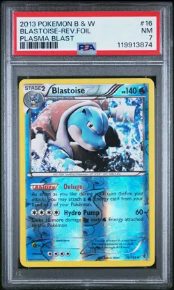 2013 POKEMON B&W PLASMA BLAST #16 BLASTOISE-REVERSE FOIL PSA 7 - Image 1