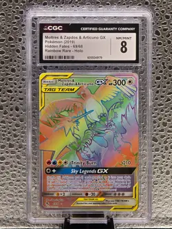 Pokemon Moltres & Zapdos & Articuno GX #69/68 - Hidden Fates CGC 8 - Image 1