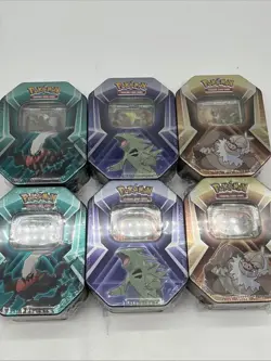 Lot of 6 Triple Whammy Collector Sealed Tin Set Pokemon TCG (18 Booster Packs) - Image 1