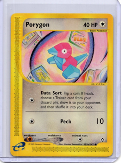 Porygon 103a/147 Aquapolis Common Pokemon TCG WOTC MP - Image 1