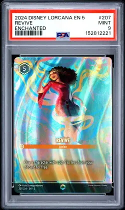 2024 DISNEY LORCANA EN 5-SHIMMERING SKIES ENCHANTED #207 REVIVE PSA 9 - Image 1
