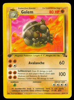 Pokemon GOLEM 36/62 - 1st Edition Fossil - - Lightly Played - Image 1
