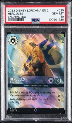 2023 DISNEY LORCANA EN 2-RISE OF THE FLOODBORN HERCULES - DIVINE HERO PSA 10 - Image 1