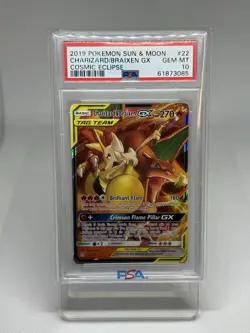 Pokemon TCG Sun & Moon Cosmic Eclipse Charizard Braixen GX Tag Ultra Rare PSA 10 - Image 1