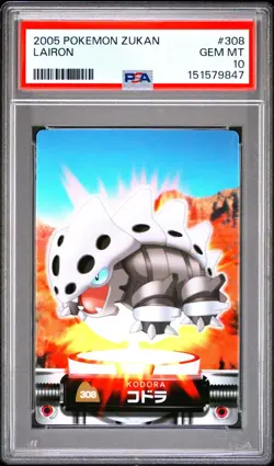 PSA 10 2026 CERT POP 3 LAIRON 2005 CARDDASS POKEMON ZUKAN CARD #308 - Image 1