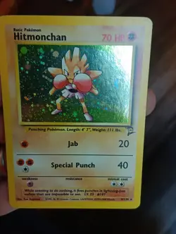 Pokemon TCG Hitmonchan Base Set 2 Holo Unlimited Rare Card 8/130 Swirl! - Image 4