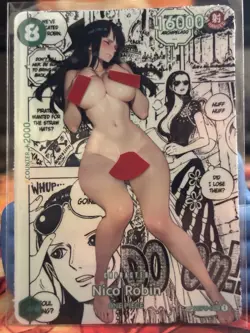 One Piece, Custom Spicy Waifu Manga Robin Foiled Texted Anime Card - Image 1