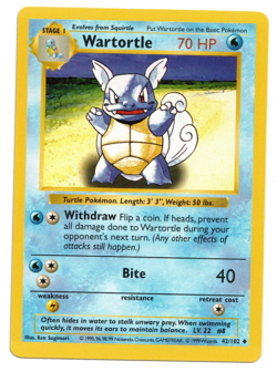 Pokemon Card: Wartortle 42/102 Shadowless Base Set Vintage Rare! EX - Image 1