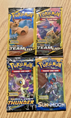 Pokemon TCG: Team Up, Lost Thunder, Sun & moon Mini Booster Packs - lot of 4 - Image 1
