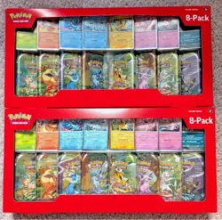 Pokemon Prismatic Evolutions 8 Mini-Tins with Promo Cards Costco 2-Pack IN HAND! - Image 1