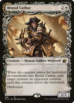 Brutal Cathar // Moonrage Brute (286) Showcase Innistrad: Midnight Hunt MID MTG - Image 1