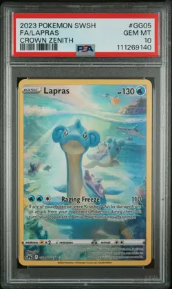 2023 POKEMON SWORD & SHIELD CROWN ZENITH LAPRAS #GG05/GG70 FULL ART PSA 10 - Image 1