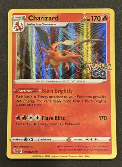 Pokemon Charizard Holo Rare 010/078 Pokemon GO Stage 2 HP170 Flare Blitz 42 - Image 1