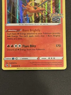 Pokemon Charizard Holo Rare 010/078 Pokemon GO Stage 2 HP170 Flare Blitz 42 - Image 3