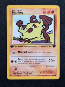 Mankey 61/82 Team Rocket Pokemon LP 1st Edition - Image 1