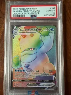 2020 POKEMON SWSH VIVID VOLTAGE GALARIAN DARMANTIAN VMAX #187 PSA GEM MINT 10 - Image 1
