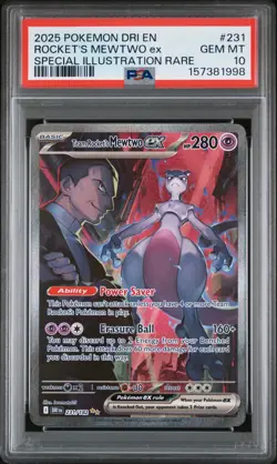 2025 POKEMON DRI EN-DESTINED RIVALS #231 TEAM ROCKET'S MEWTWO EX PSA 10 - Image 1