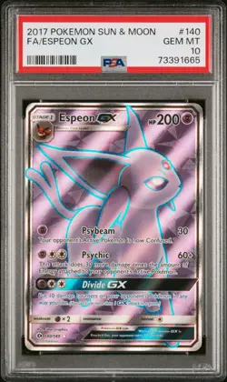 2017 POKEMON SUN & MOON #140 FULL ART/ESPEON GX GEM MINT PSA 10 - Image 1