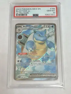 2023 POKEMON MEW EN ULTRA RARE #184 BLASTOISE EX PSA 10 - Image 1