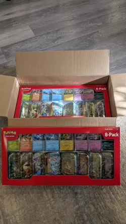 Pokemon Prismatic Evolutions 8 Mini-Tins with Promo Cards Costco 2-pack IN HAND - Image 1