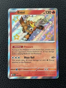 Pokemon Paldean Fates Entei 112/091 Shiny Rare Card NM - Image 1