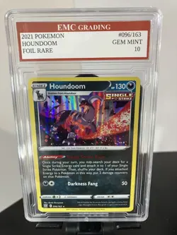 HOUNDOOM 096/163 RARE FOIL Pokemon 2021 Card GRADED 10 MINT TCG CCG - Image 1