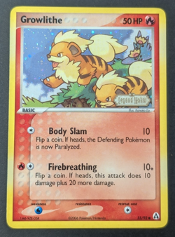 2006 Vintage Pokemon Card TCG Legend Maker Holo Stamped Growlithe 55/92 LP, NM - Image 1