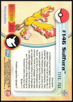 Carte Pokemon Sulfura #146 TOPPS Serie 2 Francais - Image 2