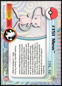 Carte Pokemon Mew #151 TOPPS Serie 2 Francais - Image 2