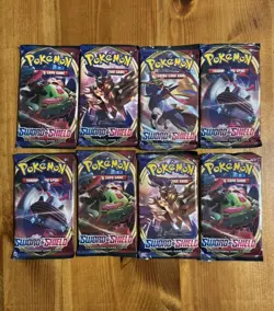 8 Sword & Shield Base Set Booster Packs, Factory Sealed, Unsearched, Pokemon TCG - Image 1