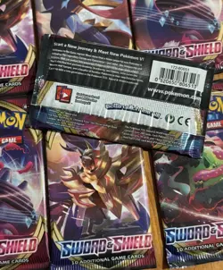 8 Sword & Shield Base Set Booster Packs, Factory Sealed, Unsearched, Pokemon TCG - Image 3