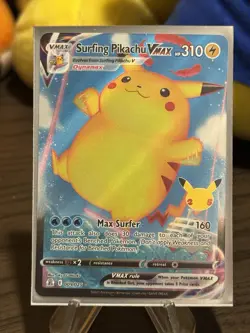 Pokemon TCG Surfing Pikachu VMAX 009/025 Celebrations Holo Ultra Rare 310 - Image 1