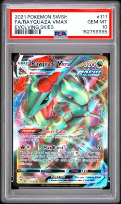 2021 POKEMON SWORD & SHIELD EVOLVING SKIES #111 FULL ART/RAYQUAZA VMAX PSA 10 - Image 1