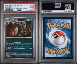 2025 POKEMON PRE EN-PRISMATIC EVOLUTIONS MASTER BALL REVERSE HOLO UMBREON PSA 9 - Image 2
