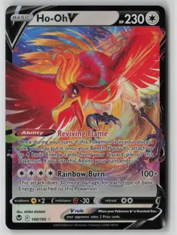 Ho-Oh V 140/195 Pokemon TCG Card Silver Tempest Holo Rare (Near Mint) NM 1 - Image 1