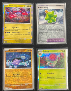 Pokemon Lot (4) Cards Eternarus - Babiri Berry - Glimmet - Rabsca - Image 1