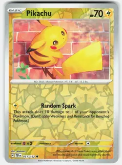PIKACHU 051/162 COMMON TEMPORAL FORCES POKEMON REVERSE HOLO NM/M - Image 1
