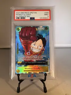 One Piece Monkey D. Luffy OP07-109 500 Years Future Parallel Foil SR PSA 9 - Image 1