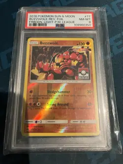 2018 Pokemon Buzzwole 77/131 Pokemon League Card - Forbidden Light Set PSA 8 - Image 1