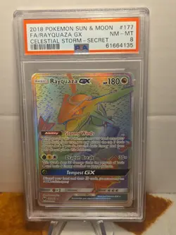 2018 POKEMON SUN & MOON CELESTIAL STORM SECRET #177 FULL ART/RAYQUAZA GX PSA 8 - Image 2