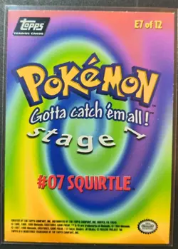 Squirtle - # 07 - TOPPS Series E7 Of 12 Black Logo Pokemon Holo - Image 2