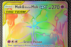 2019 Muk & Alolan Muk GX 220/214 Tag Team Unbroken Bonds Pokemon TCG Rainbow - Image 3