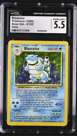 Blastoise 002/102 Base Set Holo CGC 5.5 Vintage Pokemon Wizard Of The Coast . - Image 1